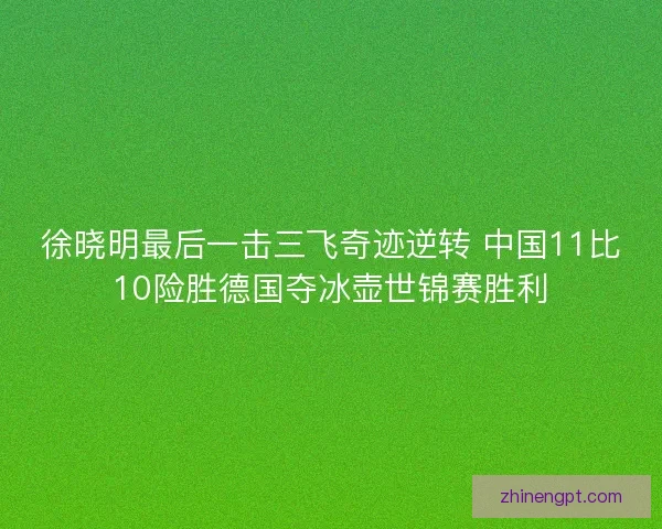徐晓明最后一击三飞奇迹逆转 中国11比10险胜德国夺冰壶世锦赛胜利